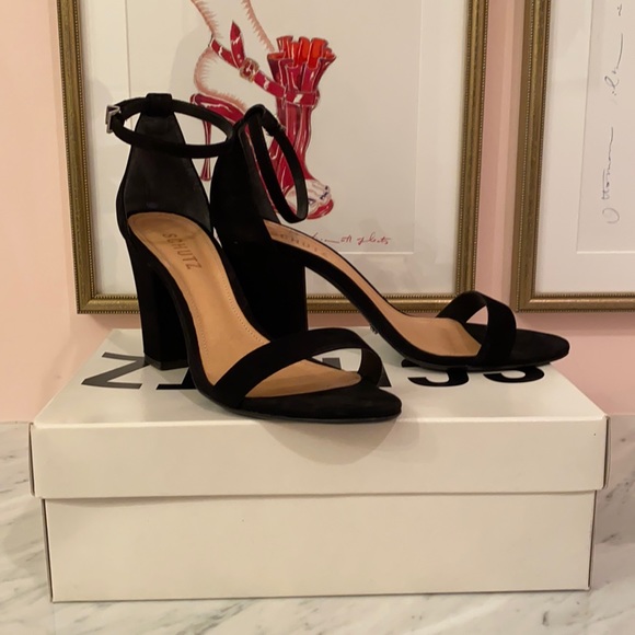 SCHUTZ Shoes - Schutz black suede block heel.